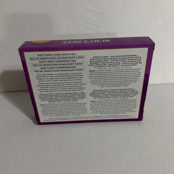 Burt's Bees Hand Cream Trio Gift Box Set Lavender Wild Rose Watermelon Mint - Picture 4 of 6